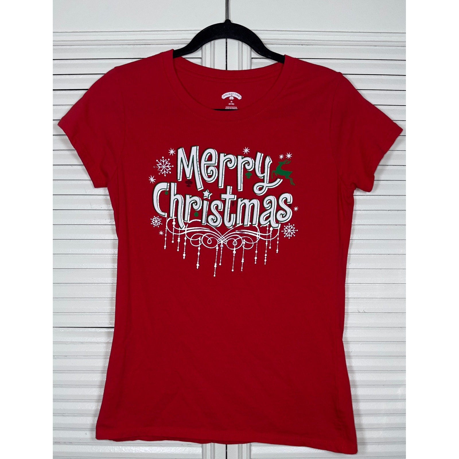 Holiday Time Cotton Merry Christmas Shirt Size M